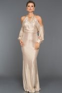 Gold Omuz Dekolteli Tasarım Elbise F4320