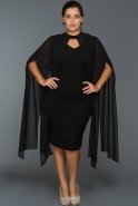 Siyah Tül Detaylı Büyük Beden Elbise ABK013