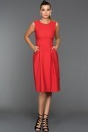 Kırmızı Dekoltesiz Elbise D9215