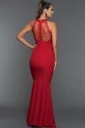 Uzun Kırmızı Balık Abiye Elbise T2828
