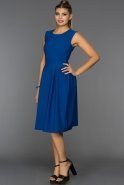 Saks Mavi Dekoltesiz Elbise D9215