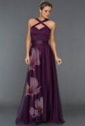 Violet Çiçekli Abiye Elbise ABU331