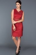 Kırmızı Kolsuz Süet Elbise ABK267