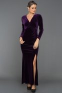 Long Purple Velvet Evening Dress AR37009