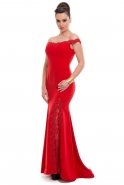 Uzun Kırmızı Abiye Elbise AL8515