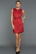Kırmızı Kolsuz Süet Elbise NL69068