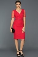 Kırmızı V Yaka Davet Elbisesi AR37012