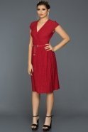 Kırmızı Simli V Yaka Elbise AR39030