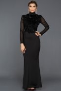 Siyah Tüylü Balık Elbise KR54316