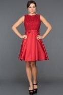 Kırmızı Fiyonklu Mezuniyet Elbisesi ABK045