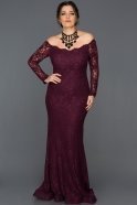 Mürdüm Dantelli Büyük Beden Elbise ABU011