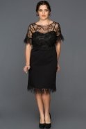 Siyah Otriş Detaylı Büyük Beden Elbise ABK050