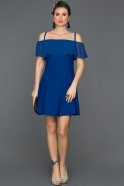 Saks Mavi Askılı Mezuniyet Elbisesi AR37018