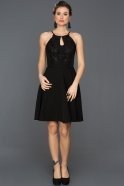Siyah Sade Mezuniyet Elbisesi DS503