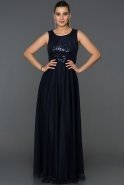 Lacivert Payetli Uzun Abiye AB3825