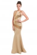 Uzun Gold Abiye Elbise C3239