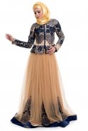 Lacivert Tesettür Abiye Elbise S9027