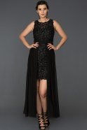 Siyah Çiçek Detaylı Elbise AB5067