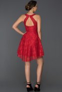 Kırmızı Dantelli Mezuniyet Elbisesi ABK092