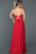 Kırmızı Sırt Dekolteli Askılı Elbise ABU154