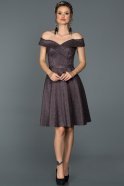 Violet Kayık Yaka Simli Elbise ABK111
