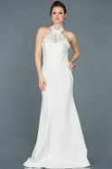 Beyaz Dantel Detaylı Şık Elbise ABU415