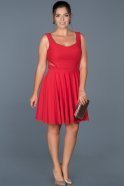 Kırmızı Büyük Beden Kısa Şifon Elbise ABK003