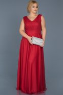 Kırmızı V Yaka Büyük Beden Elbise ABU056