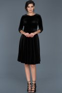 Siyah Dekoltesiz Kadife Elbise ABK316