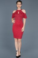 Kırmızı Simli Davet Elbisesi ABK124