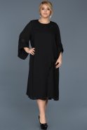 Siyah Dekoltesiz Büyük Beden Elbise ABK363
