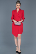 Kırmızı Ceket Tasarımlı Davet Elbisesi ABK350