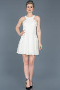 Beyaz Kolsuz Dantelli Elbise ABK369