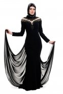 Siyah Tesettür Abiye Elbise K4349377