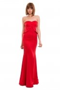 Uzun Kırmızı Abiye Elbise C3207