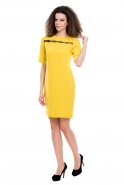 Kısa Sarı Abiye Elbise T2040