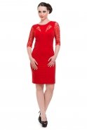 Kısa Kırmızı Abiye Elbise C2140