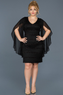 Siyah Tül Detaylı Büyük Beden Elbise ABK373