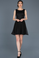 Siyah Kısa Dekoltesiz Mezuniyet Elbisesi ABK452