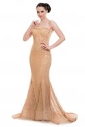 Uzun Gold Abiye Elbise S3953