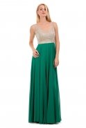 Uzun Yeşil Abiye Elbise F1462