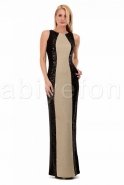 Uzun Siyah-Gold Abiye Elbise C6161