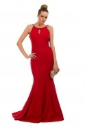 Kırmızı Sırt Dekolteli Uzun Abiye Elbise C6150