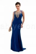 Uzun Saks Mavi Abiye Elbise C6145