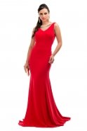 Uzun Kırmızı Abiye Elbise C6122