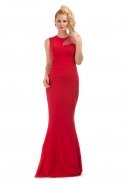 Uzun Kırmızı Abiye Elbise C6115