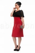 Kısa Siyah-Kırmızı Abiye Elbise C5101