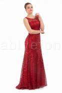 Kuyruklu Kırmızı Uzun Abiye Elbise M1393