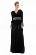 Uzun Siyah Abiye Elbise F1060