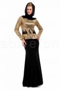 Gold Tesettür Abiye Elbise C6104
